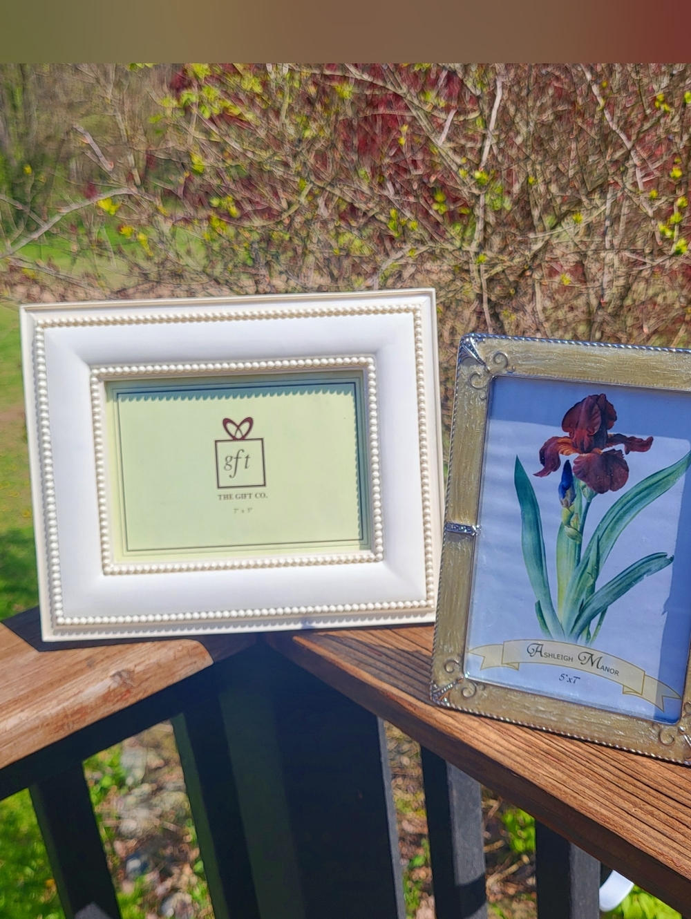 The Gift Co. Ashleigh Manor Picture Frames Lot of 2 5x7 7x5 Pearl Gold New